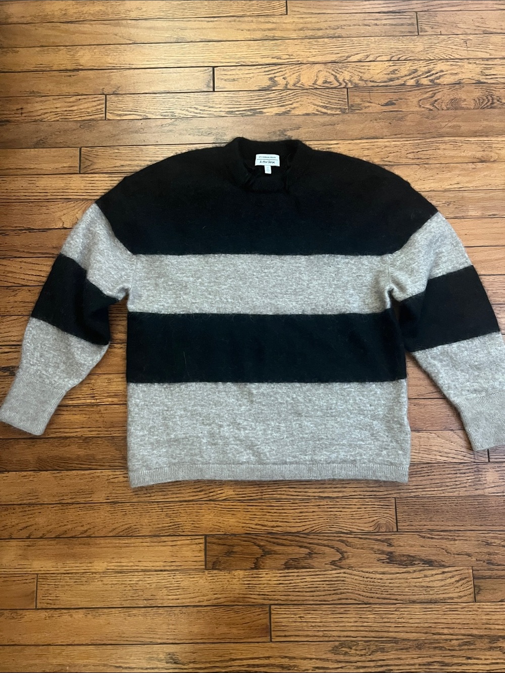 & Other Stories Black and Gray Striped Crewneck Sweater